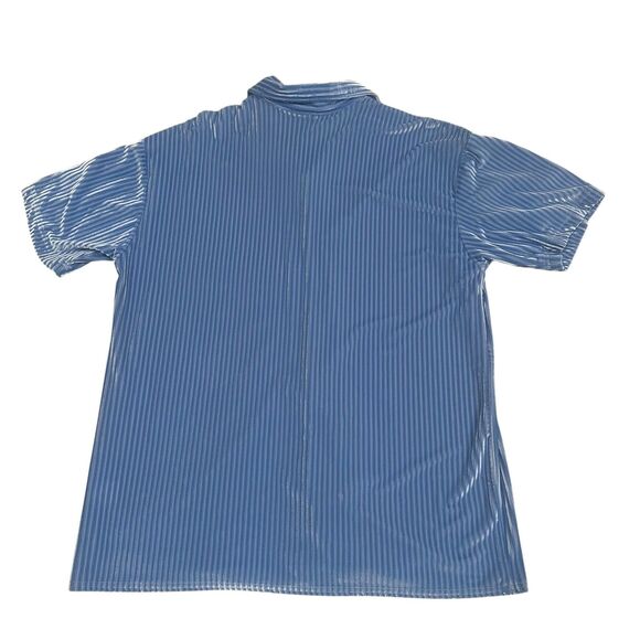 Vintage Positano Shirt Mens XL Blue Velvet Iridescent Button Up Disco Rave - Picture 9 of 15